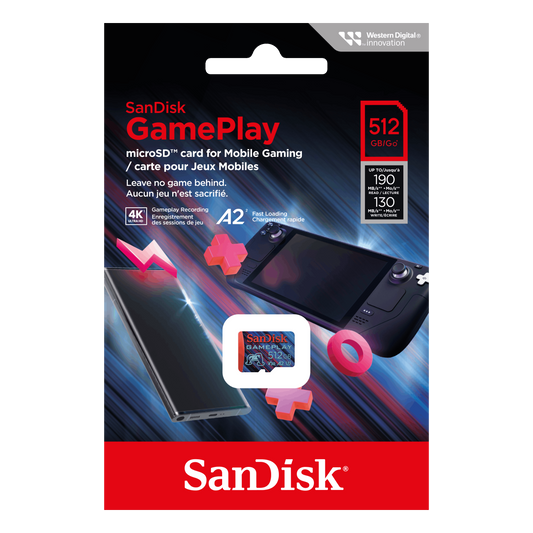SanDisk GamePlay microSD 190MB/s C10, V30, U3, A2 Card (Support AAA/3D/VR game graphics)-Data Storage-futuromic