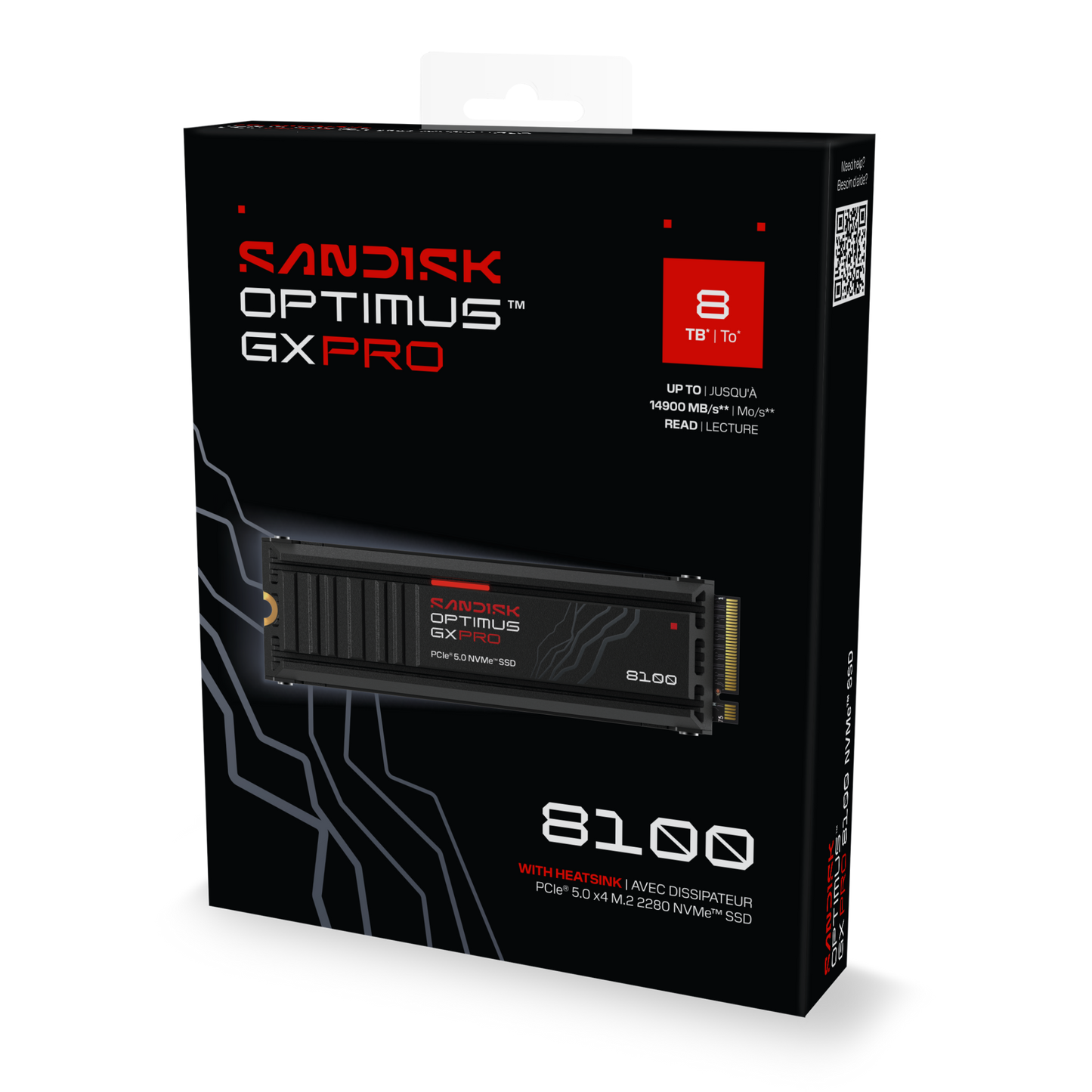 SANDISK Optimus™ GX PRO 8100 PCIe® 5.0 NVMe™ SSD with Heatsink (1TB/ 2TB/ 4TB/ 8TB)