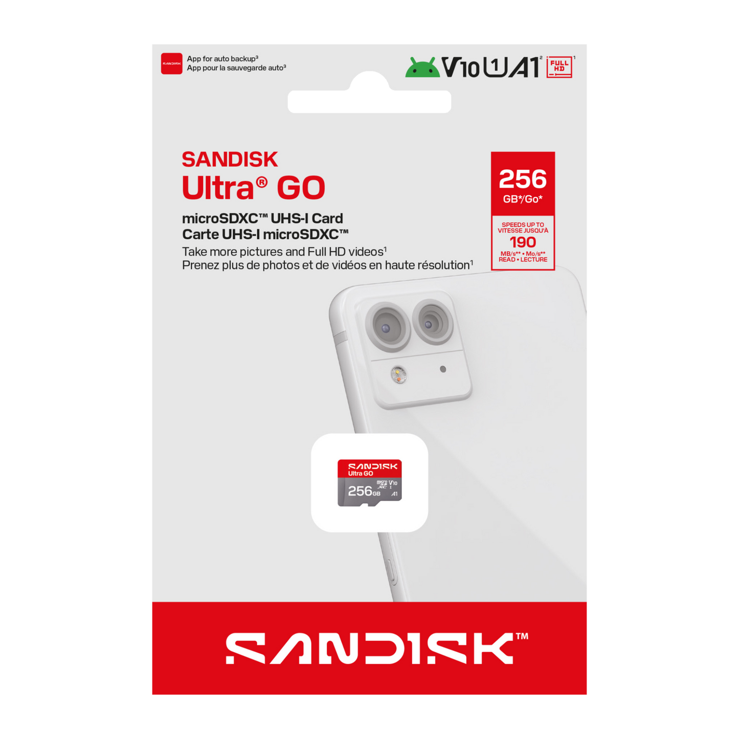 SANDISK Ultra® GO microSD™ UHS-I Card, V10, U1, C10, A1 [SDSQUGN] (256GB)