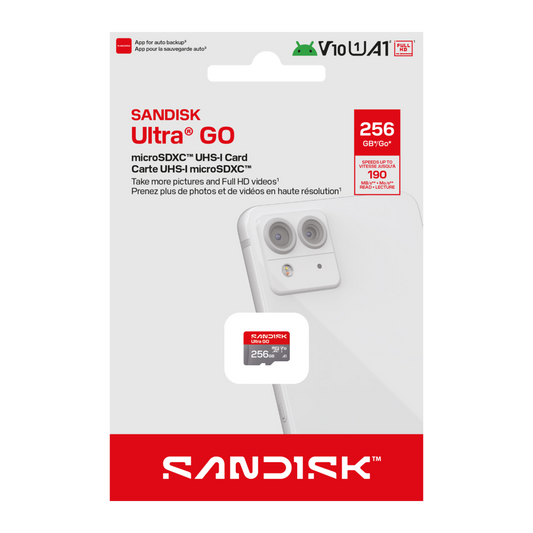 SANDISK Ultra® GO microSD™ UHS-I Card, V10, U1, C10, A1 [SDSQUGN] (256GB)-Data Storage-futuromic