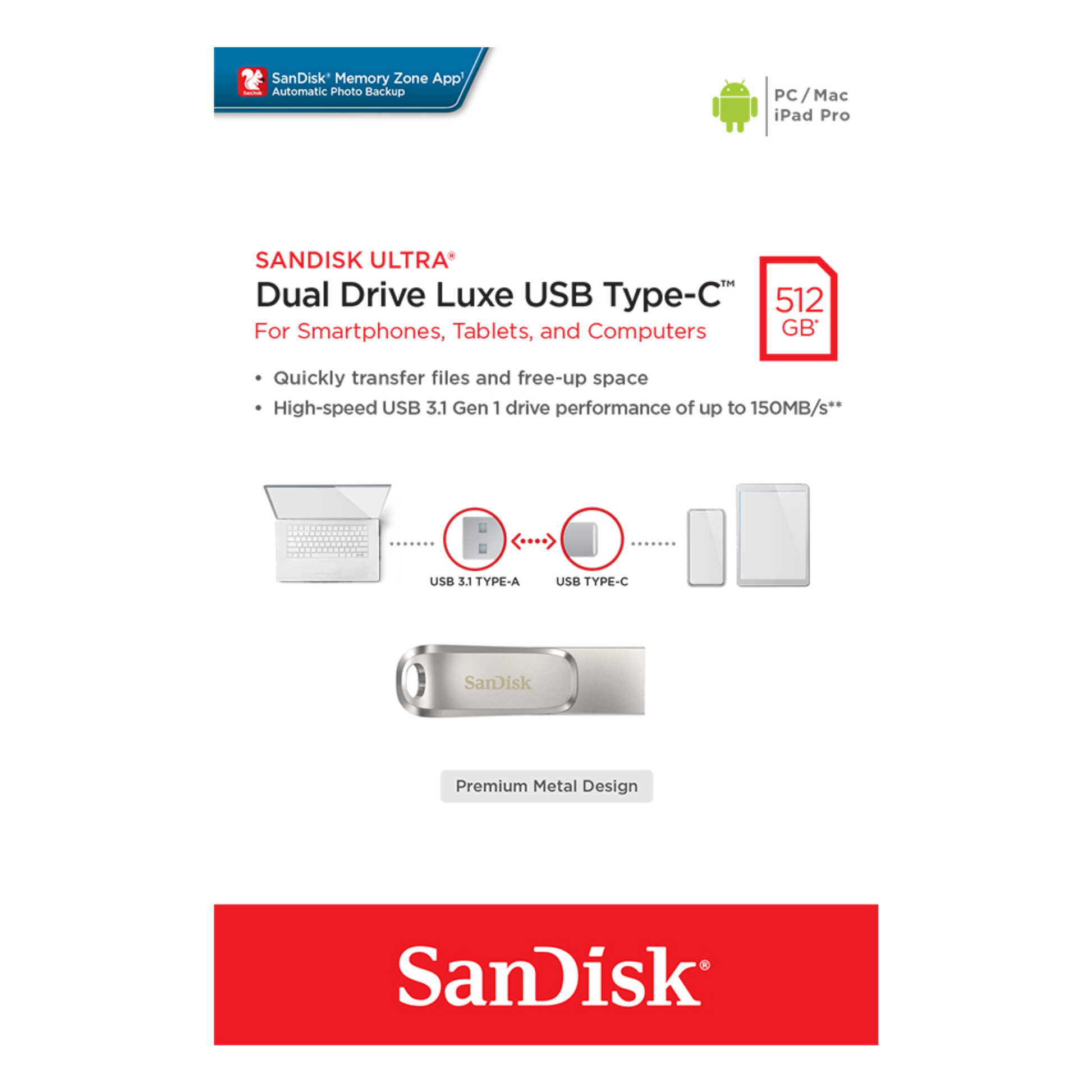SanDisk Ultra Dual Drive LUXE USB Type-C OTG-Data Storage-futuromic