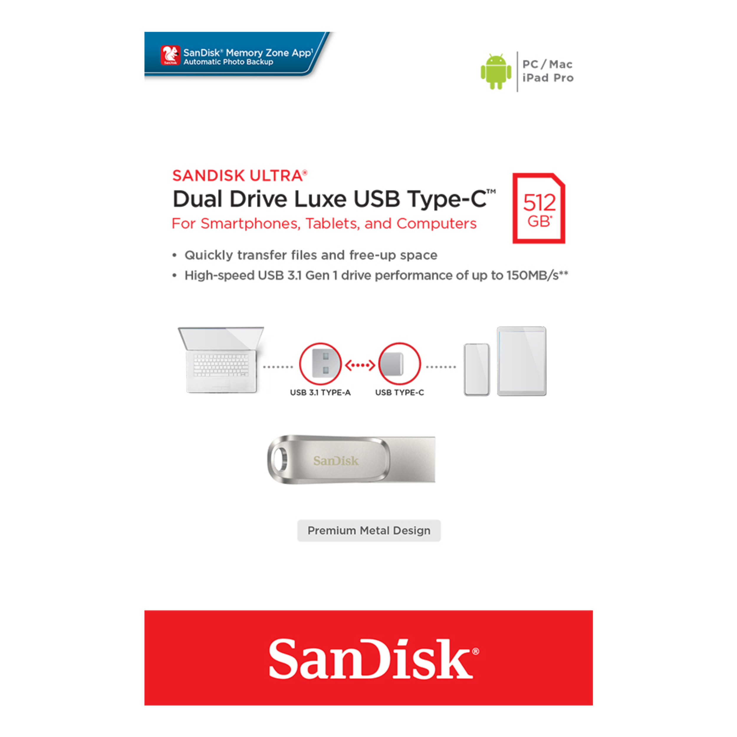 SanDisk Ultra Dual Drive LUXE USB Type-C OTG-Data Storage-futuromic