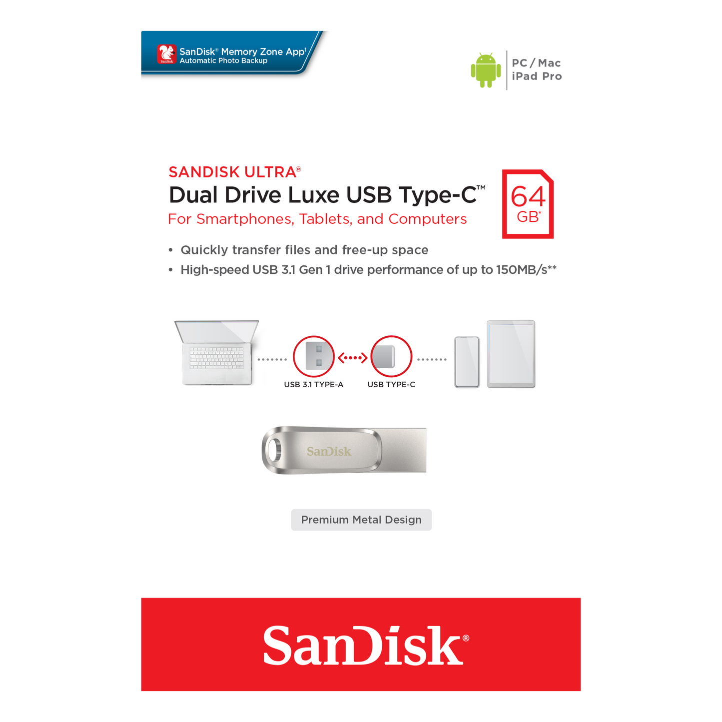 SanDisk Ultra Dual Drive LUXE USB Type-C OTG-Data Storage-futuromic