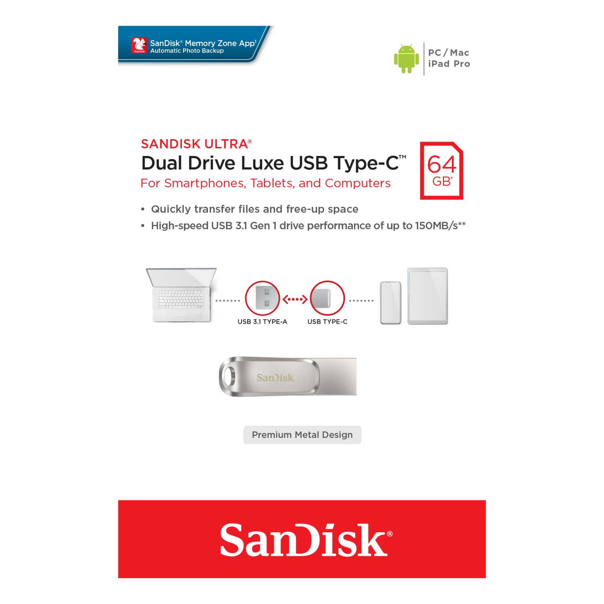SanDisk Ultra Dual Drive LUXE USB Type-C OTG-Data Storage-futuromic