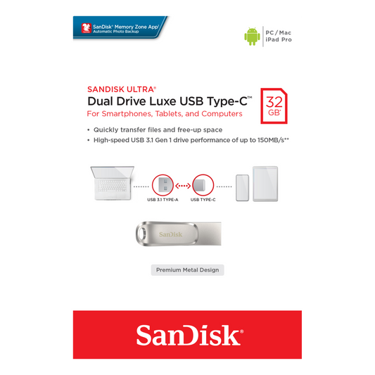SanDisk Ultra Dual Drive LUXE USB Type-C OTG-Data Storage-futuromic