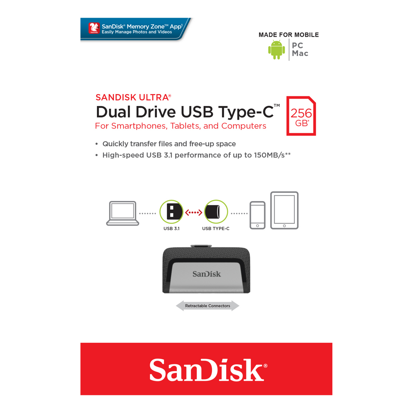 SanDisk Ultra Dual Flash Drive Type-C USB 3.1 OTG for Android Smartphone, Computers & Tablets-Data Storage-futuromic