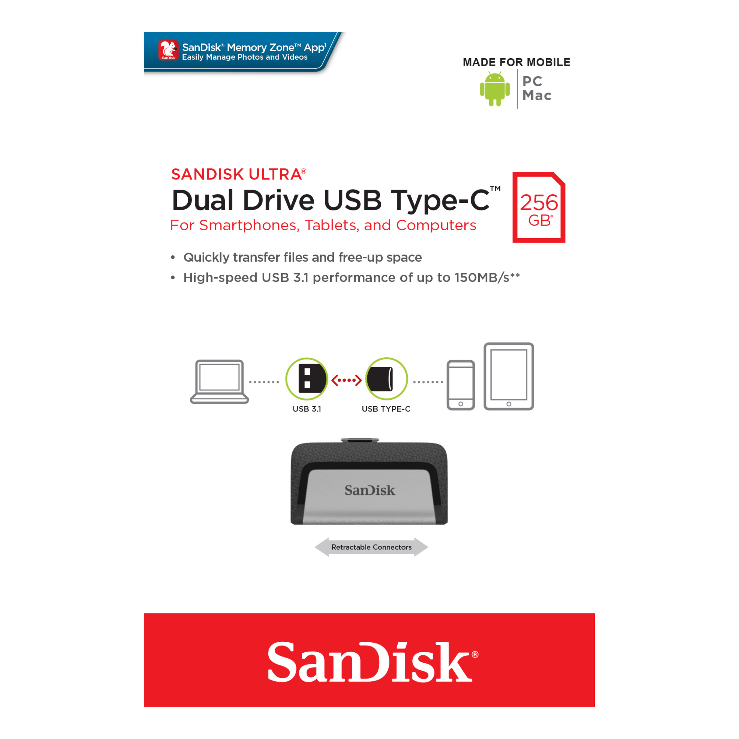 SanDisk Ultra Dual Flash Drive Type-C USB 3.1 OTG for Android Smartphone, Computers & Tablets-Data Storage-futuromic